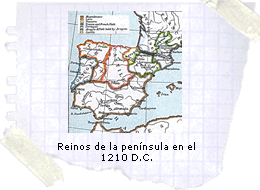 Reinos de la península en el 1210 D.C.