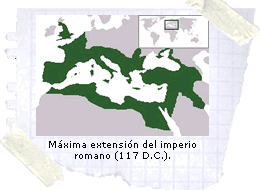 Máxima extensión del imperio romano (117 D.C.).